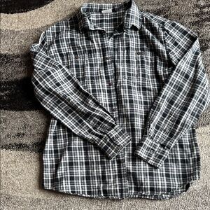 Classic Fit Cotton Flannel Black and White Plaid Men's Shirt Size XL